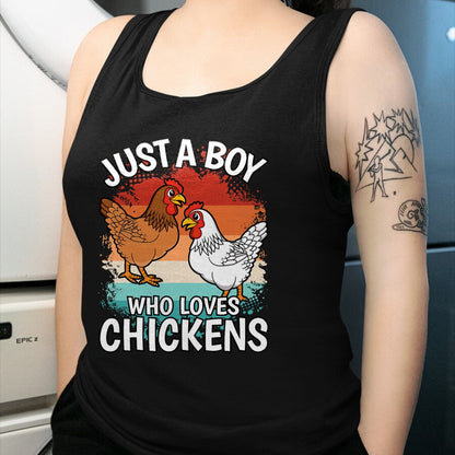 Best Farmer Life Shirt, Funny Farmer UnisexT-Shirt/Hoodie/Sweatshirt HLT00 - Just A Boy Who Loves Chickens Retro Farmer Farming Boys Kids T-Shirt