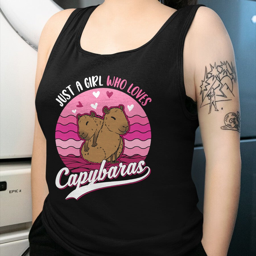 Cute Capybara Shirt, Funny Capybara Unisex T-Shirt/Hoodie/Sweatshirt HLT00 - Just a Girl who Loves Capybaras T-Shirt (7)