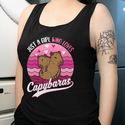 Cute Capybara Shirt, Funny Capybara Unisex T-Shirt/Hoodie/Sweatshirt HLT00 - Just a Girl who Loves Capybaras T-Shirt (7)
