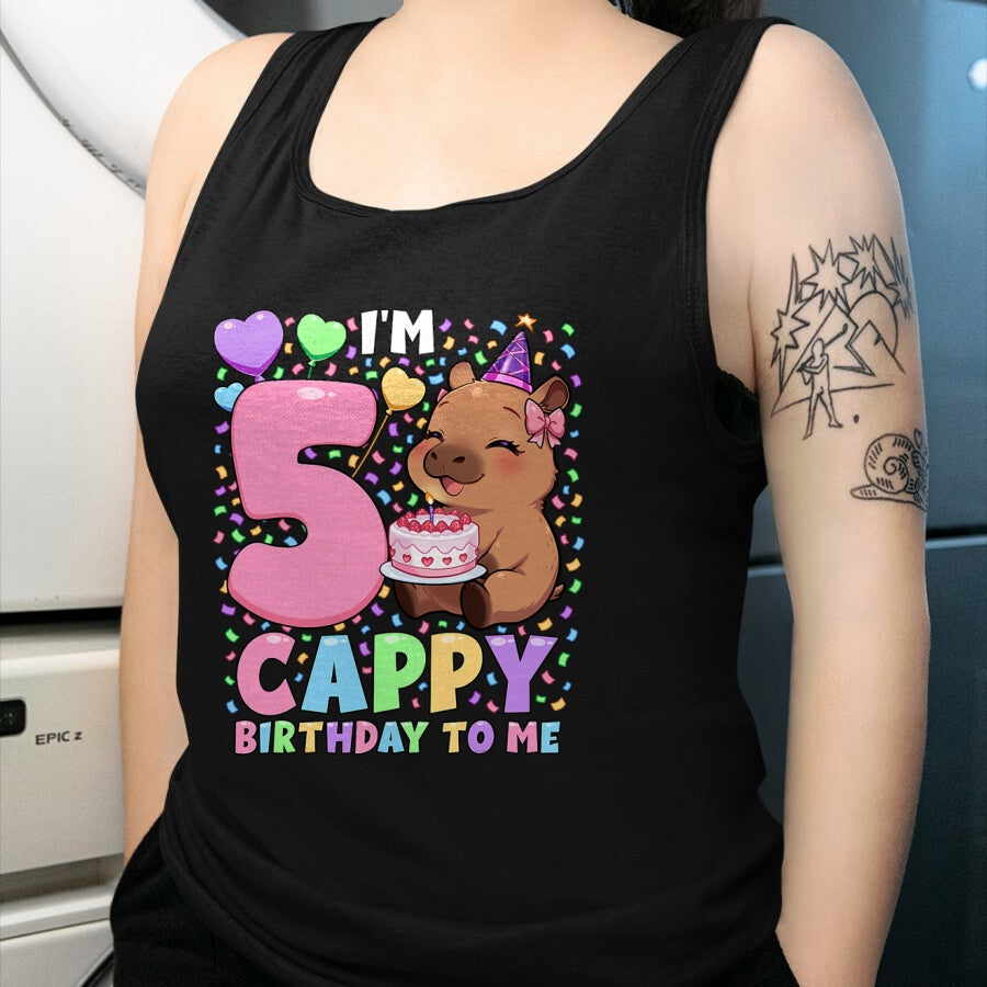 Cute Capybara Shirt, Funny Capybara UnisexT-Shirt/Hoodie/Sweatshirt HLT00 - Capybara Birthday Shirt 5 Kawaii Girl Capybara 5th Birthday T-Shirt