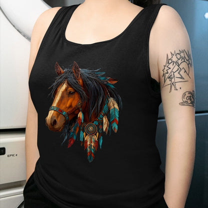 Best Horse Lover Shirt , Funny Horse UnisexT-Shirt/Hoodie/Sweatshirt HLT00 - Proud Indian Native American Horse Animal Feather Headdress T-Shirt