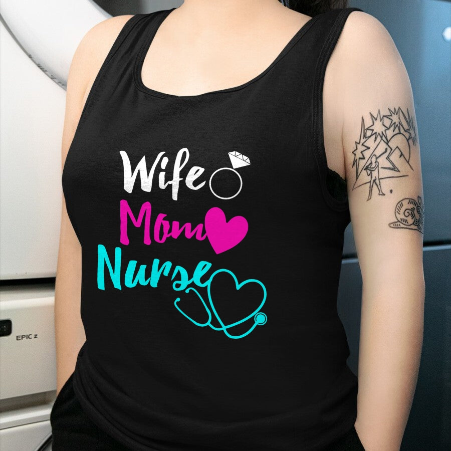 Funny Nurse Shirt, Nurse Unisex T-Shirt/Hoodie/Sweatshirt HLT00 - Wife Mom Nurse Womens RN LPN Mothers Day Gift For Nurses T-Shirt