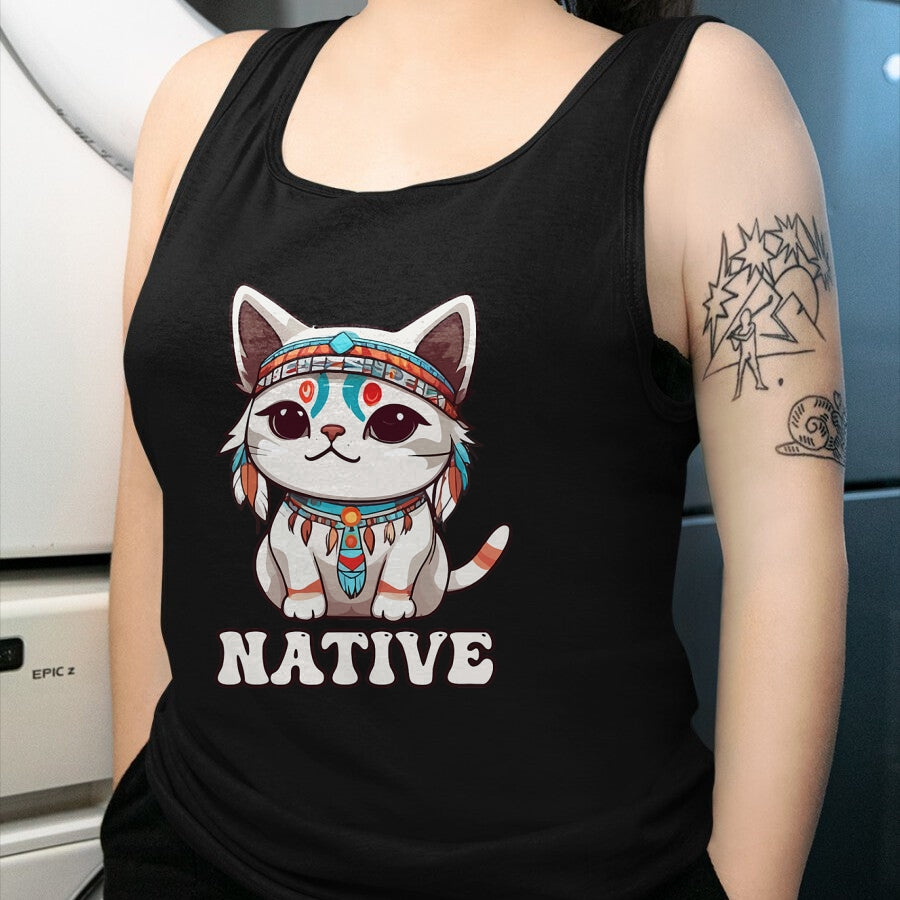 Native American T-Shirts, Vintage Native American Unisex T-Shirt/Hoodie/Sweatshirt HLT00 - Cute American Native Indian Kawaii Cat Woman Girl