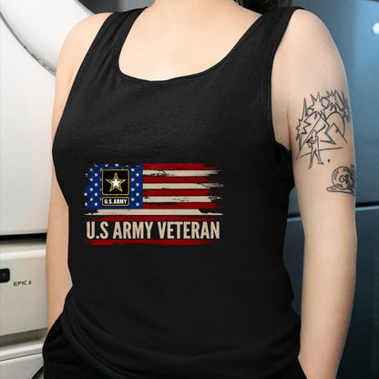 Proud Veteran Shirt, Funny Veteran UnisexT-Shirt/Hoodie/Sweatshirt HLT00 - Vintage U.S Army Veteran with American Flag Veteran Gift Long Sleeve T-Shirt