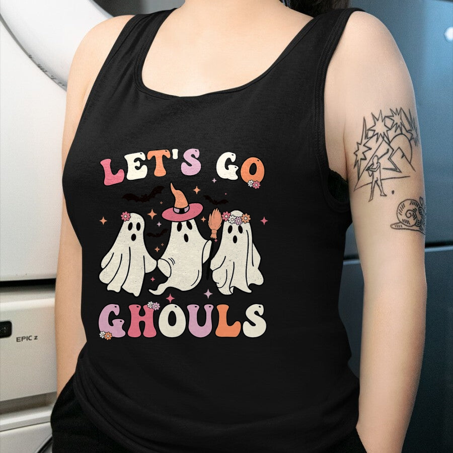 Best Thanksgiving Family Shirt , Funny Thanksgiving UnisexT-Shirt/Hoodie/Sweatshirt HLT00 - Retro Groovy Let's Go Ghouls Halloween Ghost Outfit Costumes T-Shirt