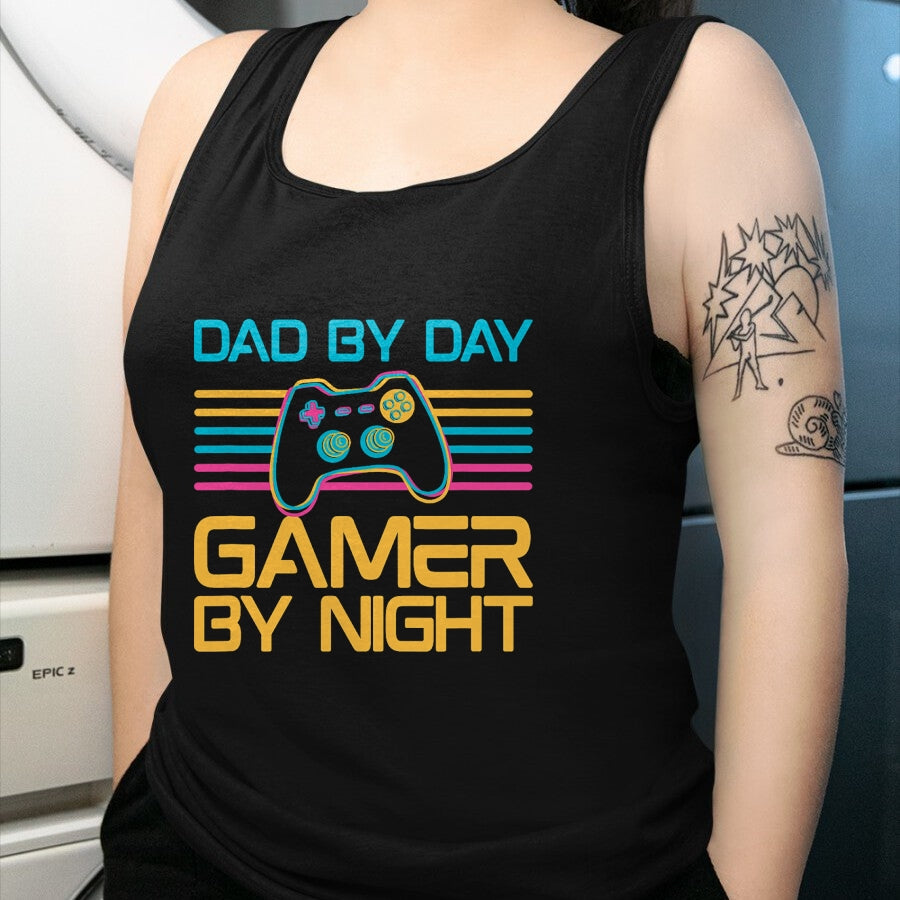 Gift for Dad Shirt, Funny Dad Unisex T-Shirt/Hoodie/Sweatshirt HLT00 – Dad By Day Gamer By Night Video Games Lover Gamer Dad T-Shirt