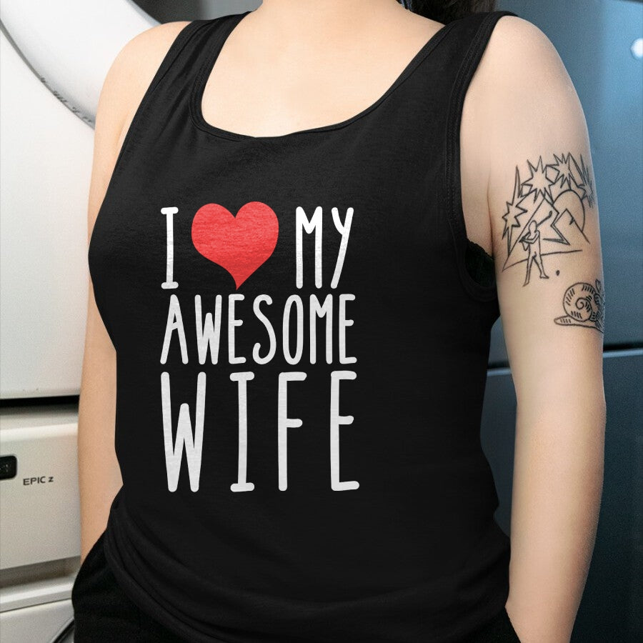 Best Wife Shirt, Wife and Husband Unisex T-Shirt/Hoodie/Sweatshirt HLT00 - Husband Birthday Gifts - I Love My Awesome Wife Long Sleeve T-Shirt
