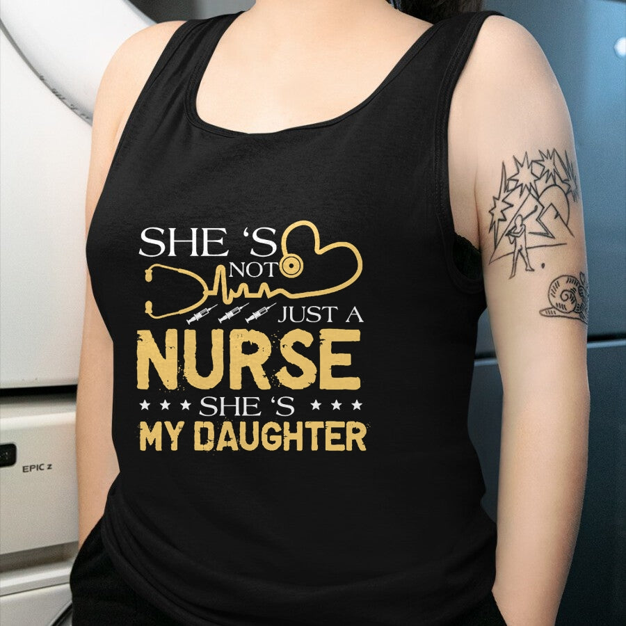Funny Nurse Shirt, Nurse Unisex T-Shirt/Hoodie/Sweatshirt HLT00 - My Daughter Is A Nurse Proud Nurse's Mom Dad RN LPN Family T-Shirt (4)