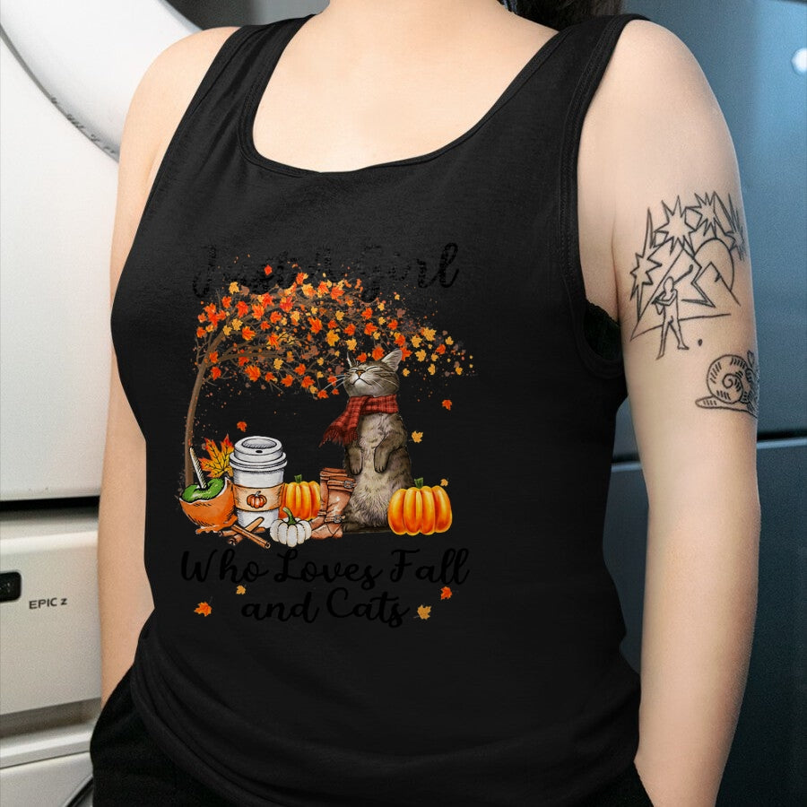 Cat Love Shirt, Funny Cat Lover Gift UnisexT-Shirt/Hoodie/Sweatshirt HLT00 - Tu Just A Girl Who Loves Fall And Cat Costume Thanksgiving T-Shirt
