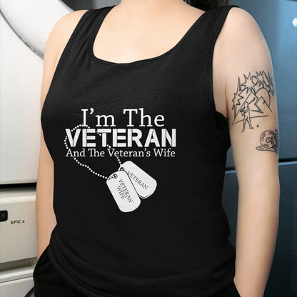 Proud Veteran Shirt, Funny Veteran UnisexT-Shirt/Hoodie/Sweatshirt HLT00 - Womens I Am The Veteran Veterans Day US Military Patriotic V-Neck T-Shirt