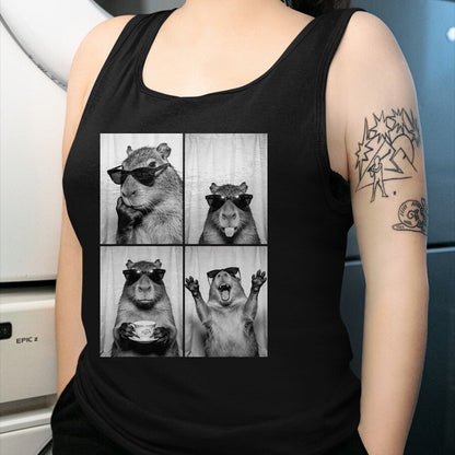 Cute Capybara Shirt, Funny Capybara Unisex T-Shirt/Hoodie/Sweatshirt HLT00 - Funny Capybara Photobooth, Capybara with Sunglasses, Rodent T-Shirt, Men, Black, 3X-Large