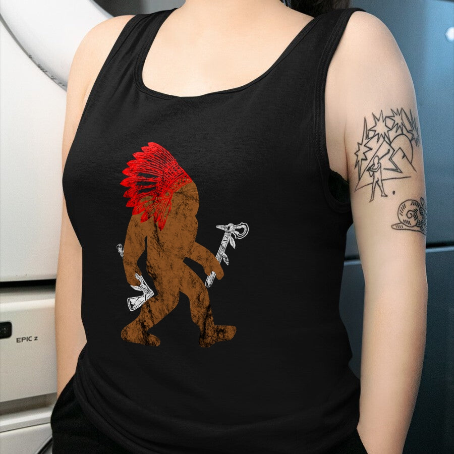 Native American T-Shirts, Vintage Native American Unisex T-Shirt/Hoodie/Sweatshirt HLT00 - Indian Bigfoot Chief Sasquatch Western Carnival Costume