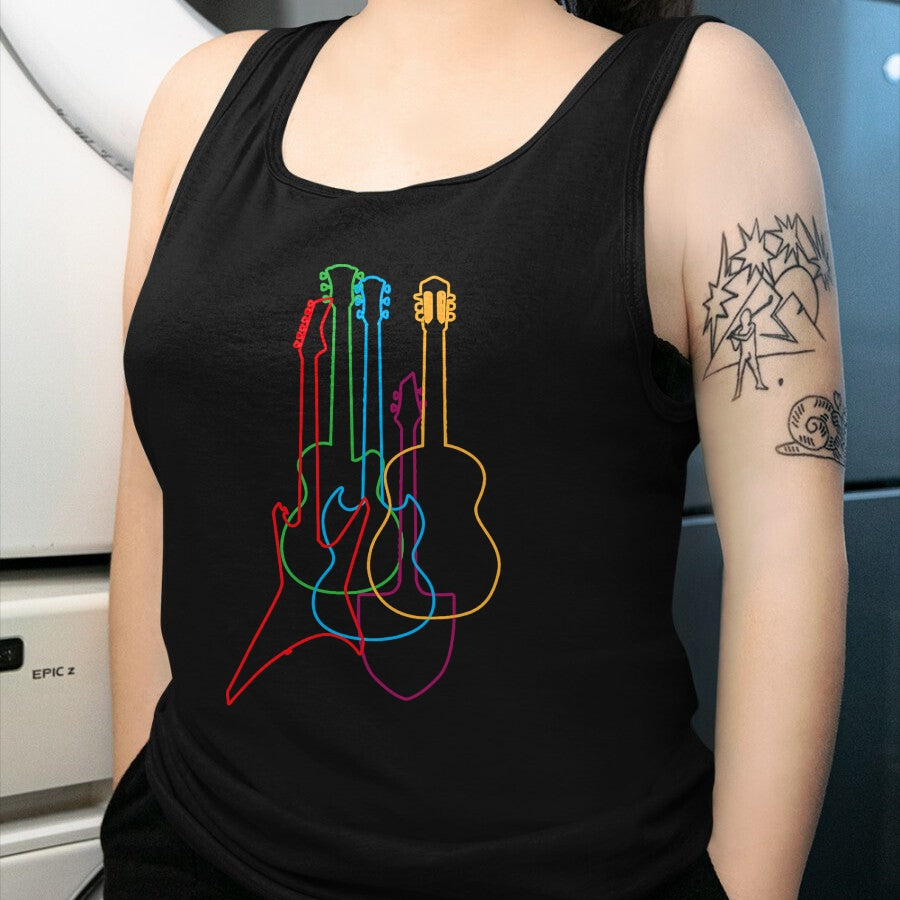 Guitar Lover Shirt, Funny Guitar UnisexT-Shirt/Hoodie/Sweatshirt HLT00 - UAB KIDKIS Colored Guitars Electric Acoustic Classical Gift T-Shirt - Black - S - Unisex - Short Sle