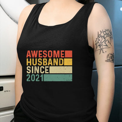 Best Wife Shirt, Wife and Husband Unisex T-Shirt/Hoodie/Sweatshirt HLT00 - 3rd Year Wedding Anniversary Epic Awesome Husband Since 2021 T-Shirt (1)