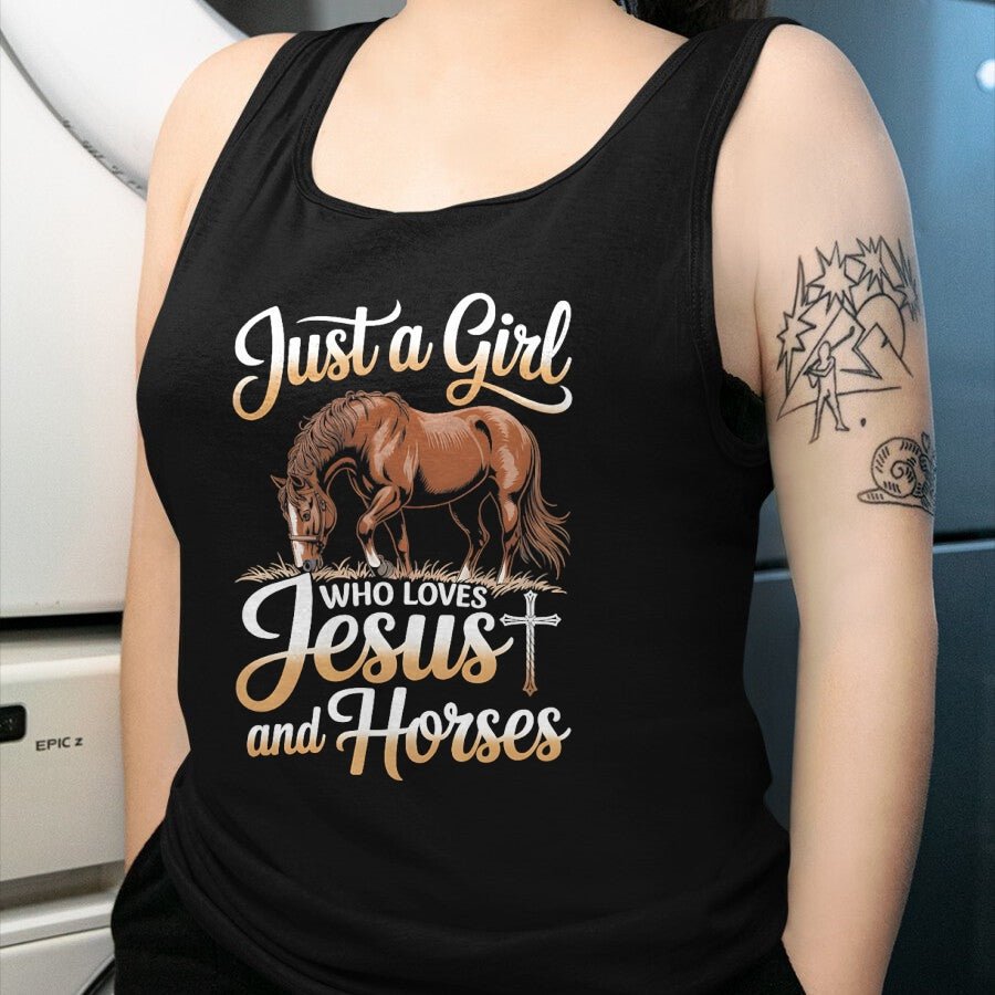 Best Horse Lover Shirt , Funny Horse UnisexT-Shirt/Hoodie/Sweatshirt HLT00 - Just a girl who loves horses and jesus T-Shirt