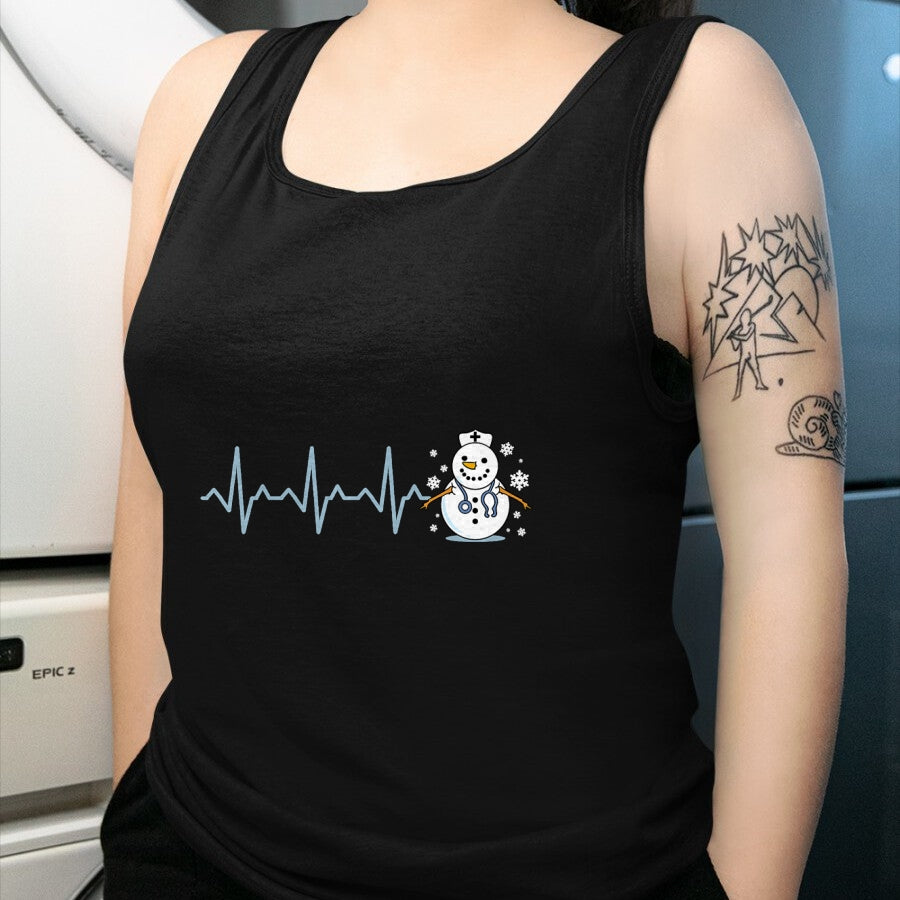 Funny Nurse Shirt, Nurse Unisex T-Shirt/Hoodie/Sweatshirt HLT00 - Heartbeat Nurse Snowman Nurse Christmas T-Shirt