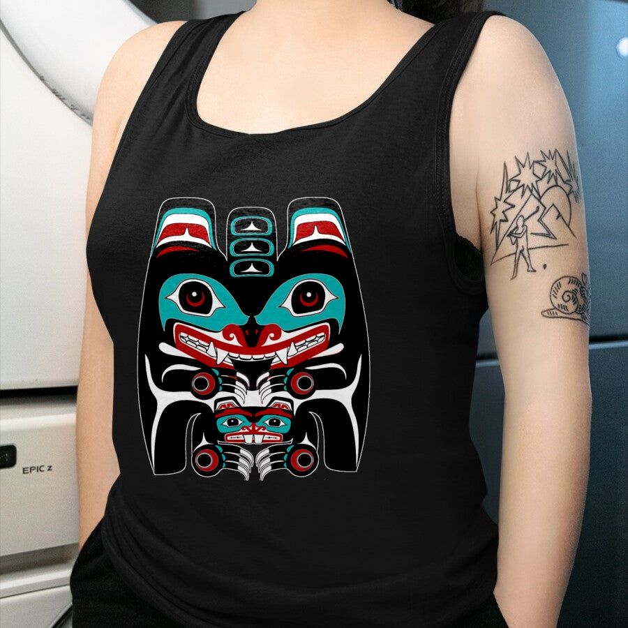 Native American T-Shirts, Vintage Native American Unisex T-Shirt/Hoodie/Sweatshirt HLT00 - Indigenous Alaska Native American Art Style Bear & Beaver