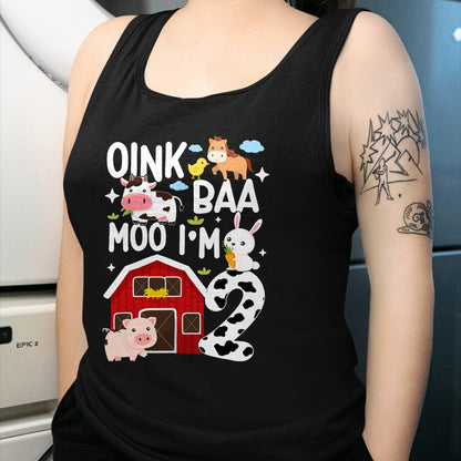 Best Farmer Life Shirt, Funny Farmer UnisexT-Shirt/Hoodie/Sweatshirt HLT00 - Oink Baa Moo I'm 2 Farm Theme Birthday 2 Year Old Party T-Shirt