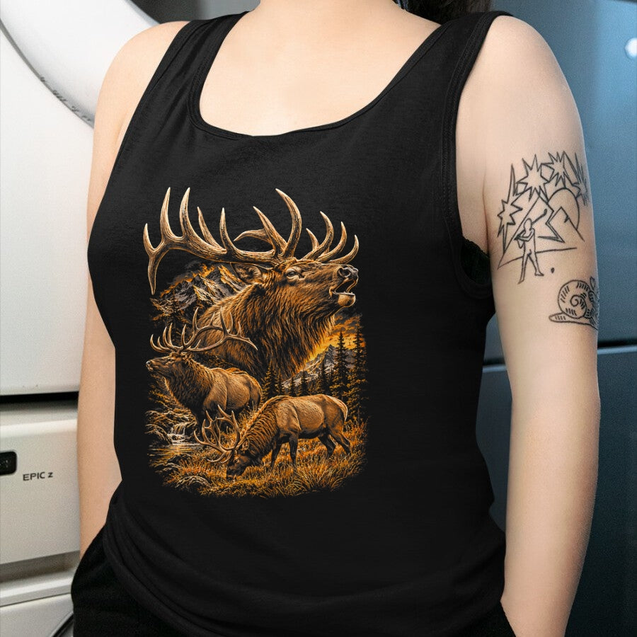 Funny Hunting Shirt, Gift For Hunting Lover Unisex T-Shirt/Hoodie/Sweatshirt HLT00 - Elk Hunting Wilderness Mountain Wildlife Bull Elk T-Shirt