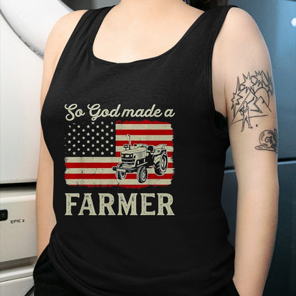 Best Farmer Life Shirt, Funny Farmer UnisexT-Shirt/Hoodie/Sweatshirt HLT00 - Vintage Old American Flag Patriotic So God Made A Farmer T-Shirt, Youth, Olive Green, Medium