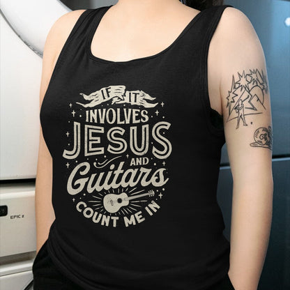 Guitar Lover Shirt, Funny Guitar UnisexT-Shirt/Hoodie/Sweatshirt HLT00 - If It Involves Jesus and Guitars Guitarist Christian Music T-Shirt