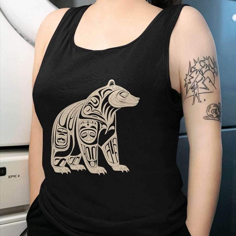 Native American T-Shirts, Vintage Native American Unisex T-Shirt/Hoodie/Sweatshirt HLT00 - Bear Native Formline Art Salish Haida Tlingit Pacific Animal