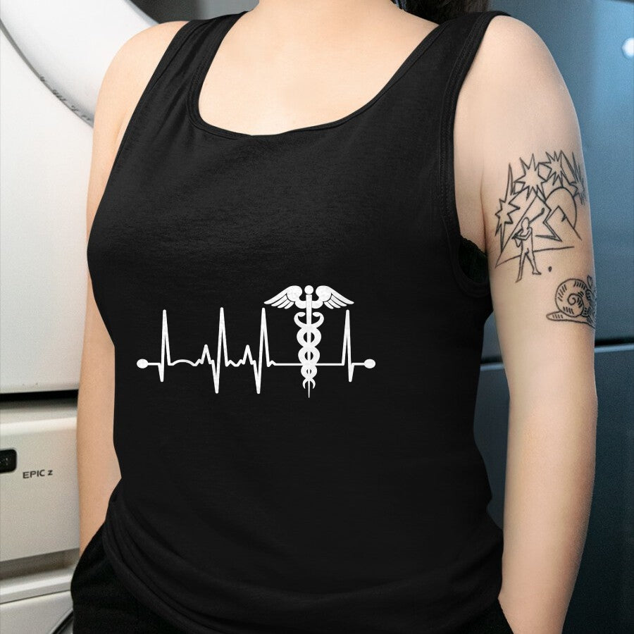 Best Doctor Shirt, Funny Doctor UnisexT-Shirt/Hoodie/Sweatshirt HLT00 - Heartbeat Caduceus For Women Men Nurse Physician Doctor Long Sleeve T-Shirt