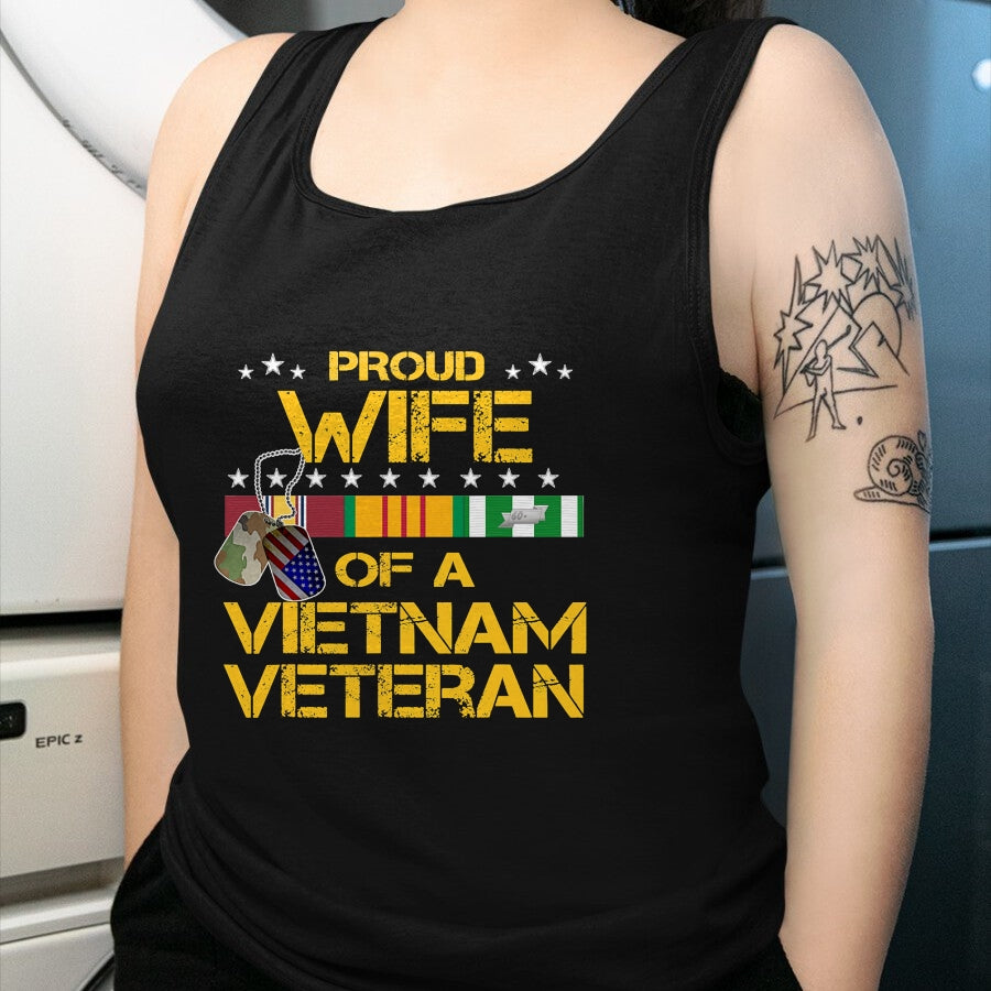 Proud Veteran Shirt, Funny Veteran UnisexT-Shirt/Hoodie/Sweatshirt HLT00 - Proud Wife of A Vietnam Veteran My Husband is A Hero T-Shirt T-Shirt