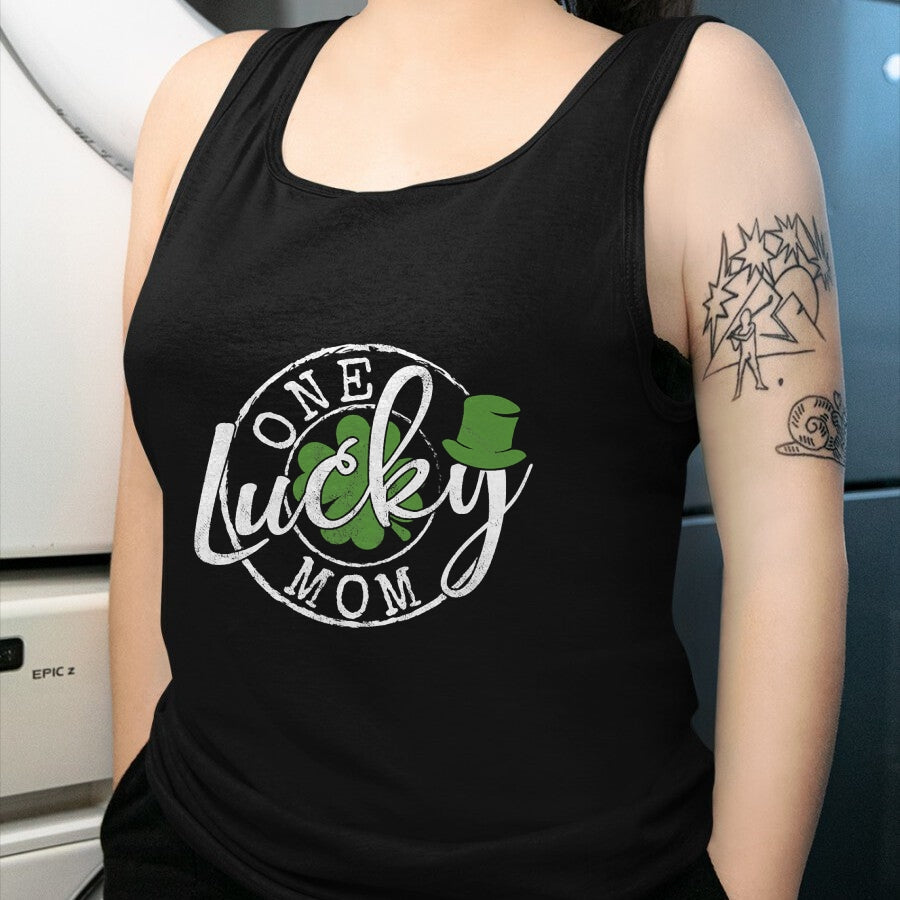 Gift for Mom Shirt, Funny Mom Unisex T-Shirt/Hoodie/Sweatshirt HLT00 - One Lucky Mom Funny Mother Irish Clovers St Patricks Day T-Shirt