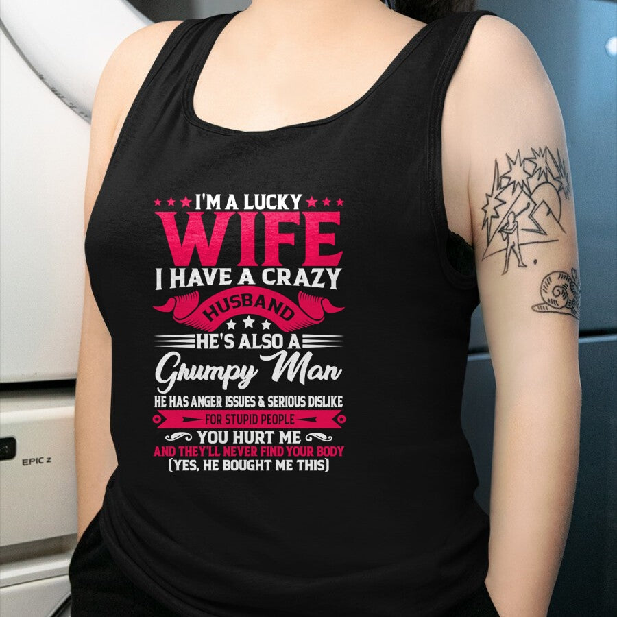 Best Wife Shirt, Wife and Husband Unisex T-Shirt/Hoodie/Sweatshirt HLT00 - Gift for wife T shirt, lucky wife   I'm A Lucky Wife I have A Husband Funny Family Humor Wife Pullov