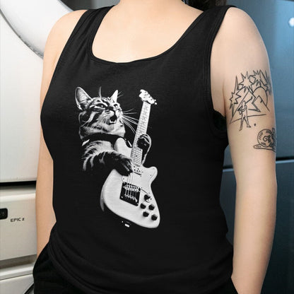 Guitar Lover Shirt, Funny Guitar UnisexT-Shirt/Hoodie/Sweatshirt HLT00 - Rock Cat Playing Guitar - Funny Guitar Cat T-Shirt, Men, Black, 3X-Large