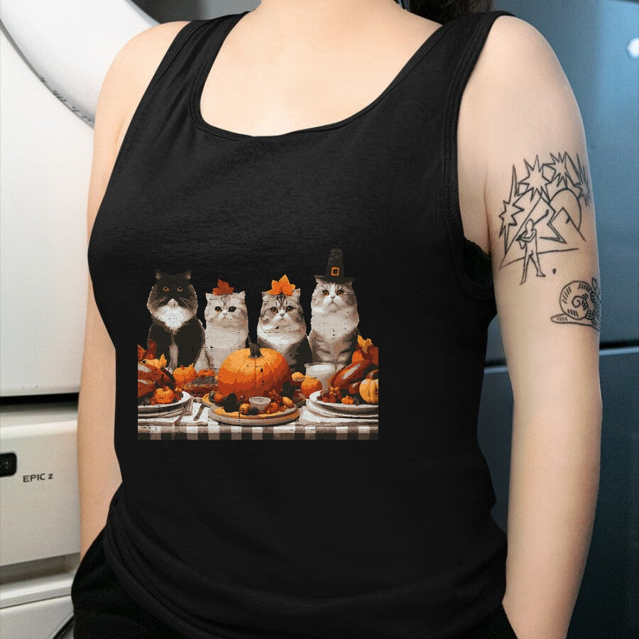 Best Thanksgiving Family Shirt , Funny Thanksgiving UnisexT-Shirt/Hoodie/Sweatshirt HLT00 - Thanksgiving Cats Dinner Feast Vintage Fall Men Women Kids T-Shirt