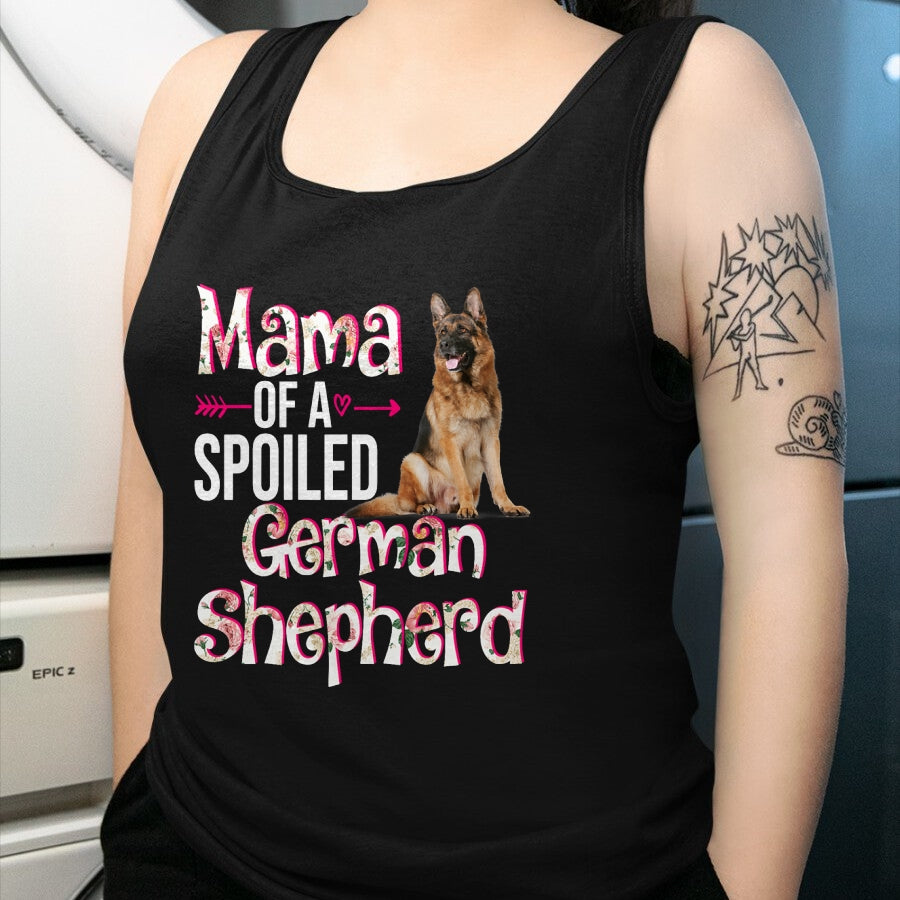 Best Wife Shirt, Wife and Husband Unisex T-Shirt/Hoodie/Sweatshirt HLT00 - Mama Of A Spoiled German Shepherd Mother's Day Floral Dog T-Shirt