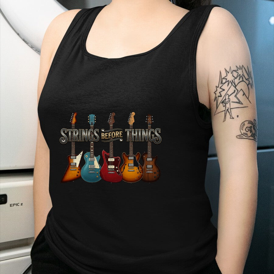 Guitar Lover Shirt, Funny Guitar UnisexT-Shirt/Hoodie/Sweatshirt HLT00 - Strings Before Thing Funny Men Vintage Acoustic Guitar Music T-Shirt