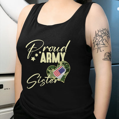 Gift for Dad Shirt, Funny Dad Unisex T-Shirt/Hoodie/Sweatshirt HLT00 – Proud Army SISTER Camouflage Dog Tag USA American Flag T-Shirt