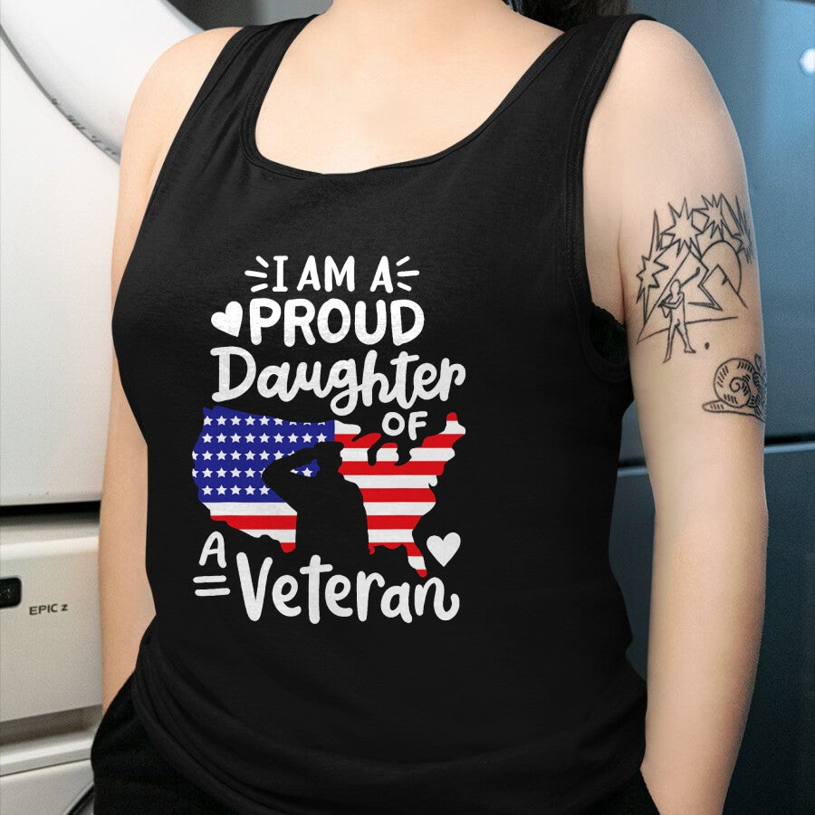 Gift for Dad Shirt, Funny Dad Unisex T-Shirt/Hoodie/Sweatshirt HLT00 – I_m A Proud Daughter of A Veteran Father_s Day Girls T-Shirt