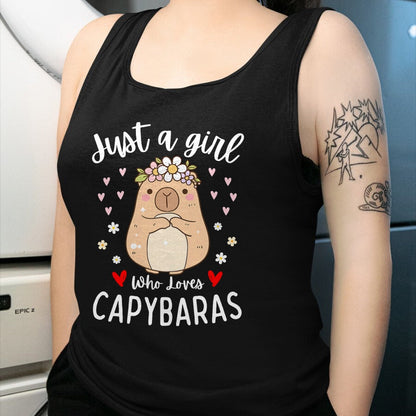Cute Capybara Shirt, Funny Capybara Unisex T-Shirt/Hoodie/Sweatshirt HLT00 - Just a Girl Who Loves Capybaras Cute Rodent Animal Capybara T-Shirt