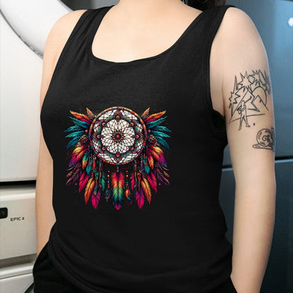 Native American T-Shirts, Vintage Native American Unisex T-Shirt/Hoodie/Sweatshirt HLT00 - Colorful Dreamcatcher Feather Tee Art Native American Indian