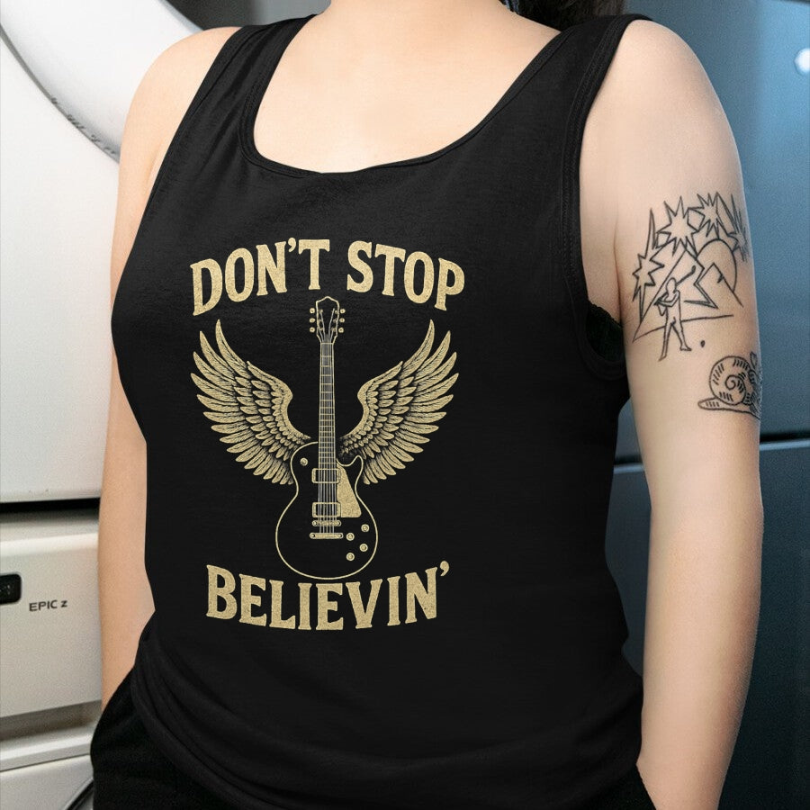 Guitar Lover Shirt, Funny Guitar UnisexT-Shirt/Hoodie/Sweatshirt HLT00 - Don’t Stop Believing 80s 90s Classic Rock Graphic T-Shirt