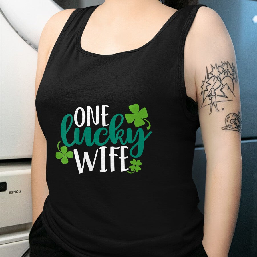 Best Wife Shirt, Wife and Husband Unisex T-Shirt/Hoodie/Sweatshirt HLT00 - Gift for wife T shirt, lucky wife   Womens One Lucky Wife Irish St Patricks Day Womens Girls Funny G