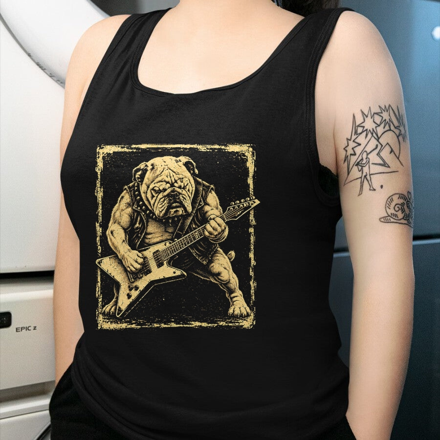 Guitar Lover Shirt, Funny Guitar UnisexT-Shirt/Hoodie/Sweatshirt HLT00 - Funny Bulldog Dog Playing Guitar Rock Punk Vintage T-Shirt