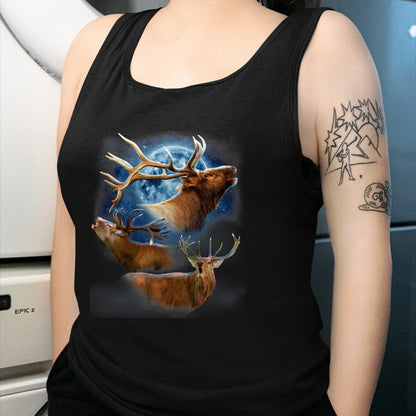 Funny Hunting Shirt, Gift For Hunting Lover Unisex T-Shirt/Hoodie/Sweatshirt HLT00 - Funny Elk Hunting T-Shirt - Elk Howling at the Moon