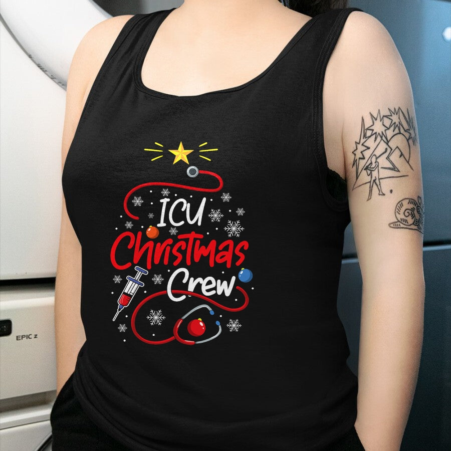 Funny Nurse Shirt, Nurse Unisex T-Shirt/Hoodie/Sweatshirt HLT00 - Nurse ICU Christmas Crew Nursing Christmas lights T-Shirt