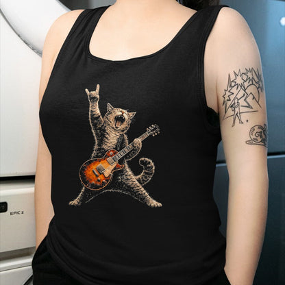 Guitar Lover Shirt, Funny Guitar UnisexT-Shirt/Hoodie/Sweatshirt HLT00 - Funny Cat Playing Guitar Shirt Cat Guitarist Rock and Roll T-Shirt, Men, Black, 3X-Large