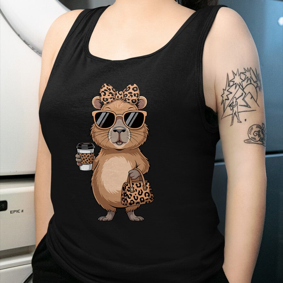 Cute Capybara Shirt, Funny Capybara Unisex T-Shirt/Hoodie/Sweatshirt HLT00 - Fashion Funny Leopard Capybara Coffee Cute Women Girls T-Shirt
