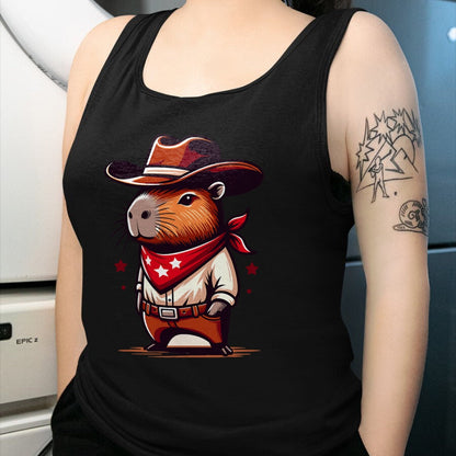 Cute Capybara Shirt, Funny Capybara Unisex T-Shirt/Hoodie/Sweatshirt HLT00 - Western Capybara Cowboy T-Shirt