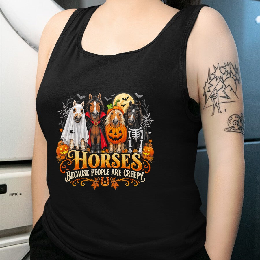 Best Horse Lover Shirt , Funny Horse UnisexT-Shirt/Hoodie/Sweatshirt HLT00 - Horses Because People are Creepy Halloween Horse T-Shirt
