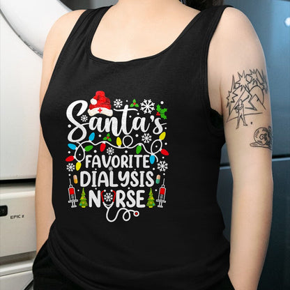 Funny Nurse Shirt, Nurse Unisex T-Shirt/Hoodie/Sweatshirt HLT00 - Santa's Favorite Dialysis Nurse Funny Christmas T-Shirt