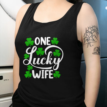 Best Wife Shirt, Wife and Husband Unisex T-Shirt/Hoodie/Sweatshirt HLT00 - Gift for wife T shirt, lucky wife   One Lucky Wife Funny St Patrick's Day Shamrocks Premium T-Shirt