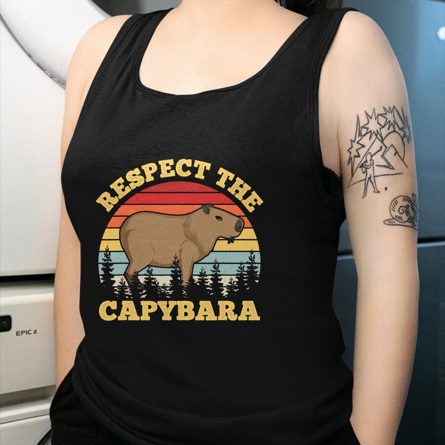 Cute Capybara Shirt, Funny Capybara Unisex T-Shirt/Hoodie/Sweatshirt HLT00 - Respect The Capybara Funny Capibara Rodent Animal Lover T-Shirt